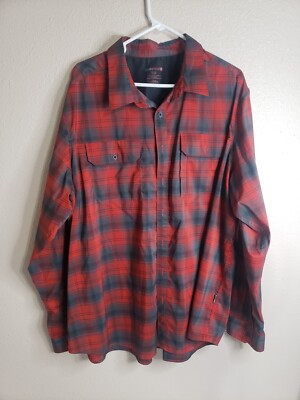 SWISSTECH Buffalo Plaid Red Black  Button Down LS Shirt Mens 2XL