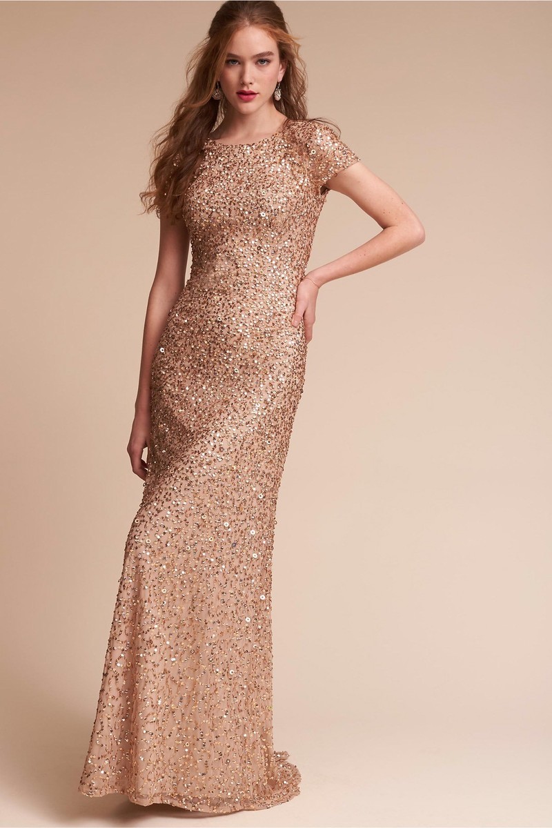 bhldn gold sequin dress BHLDN Amour Sequin Midi Dress