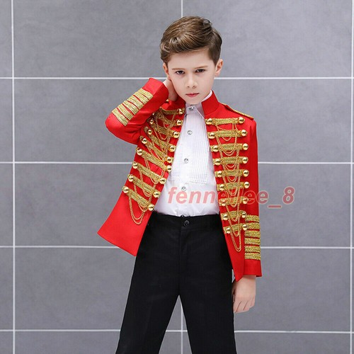 Boys Kids Children Hussar Suit Jacket Dance Show Costume Drummer Blazer Clothing - Picture 12 of 17