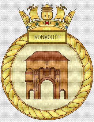 Hms Monmouth Royal Navy Ship Crest Cross Stitch Design 6x8 15xcm Kit Chart Ebay