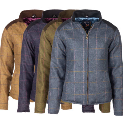 Damen wattierte Tweed Jacke Damen Wollmantel Jagd Reitsport Reißverschluss Winter Rydale