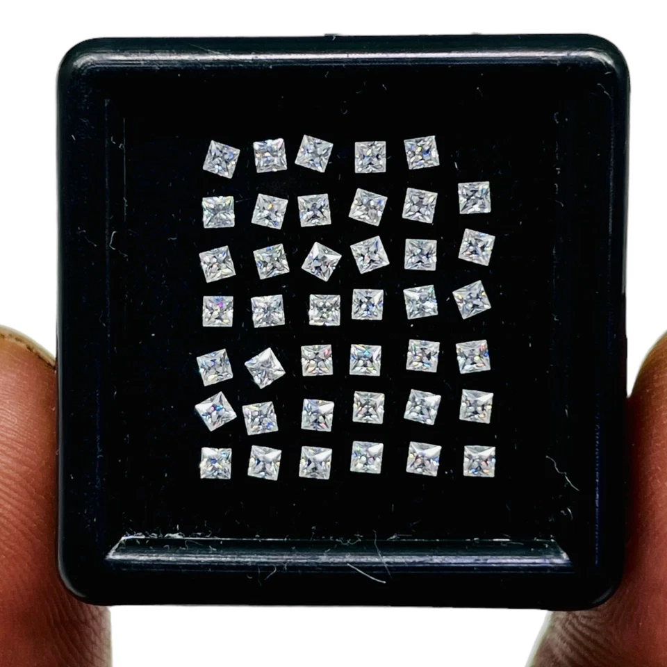 VVS 41 Pcs D Color Loose White Moissanite 1.5mm Princess Cut Wholesale Lot 1 Cts - Image 4 of 4