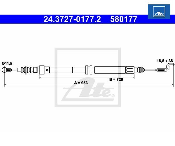 Seilzug, Feststellbremse Ate 24.3727-0177.2 FüR Vw-image