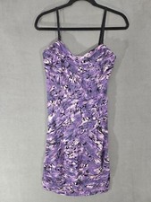Guess Women Cocktail Mini Dress Size Medium Fitted Teir Purple Design Dance