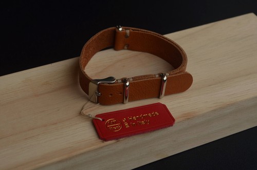 16 Mm Handgefertigtes Militär Lederarmband Tan - Picture 2 of 8