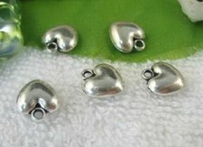 Whole Sale 100pcs cute smooth heart Charm Tibetan Silver toneFor Jewelry Makings