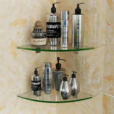 Bakzon 2-Pack Glass Corner Shower Shelves, Wall Shelves for Clear