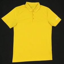 Nike Dri Fit Golf Swoosh Logo Yellow Short Sleeve Polo Athletic Shirt S