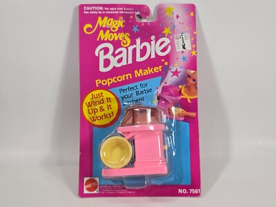 Vintage 1993 Magic Moves Popcorn Maker Wind-Up Barbie Appliance Toy Accessory