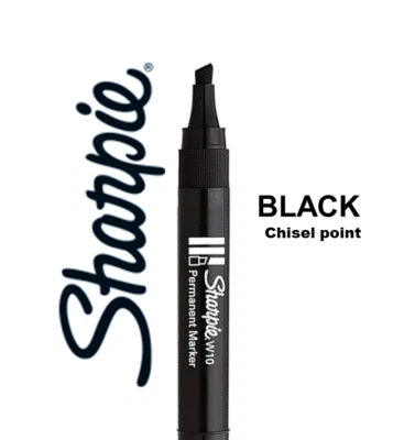 Sharpie W10 Permanent Chisel Tip Black Markers (THICK)