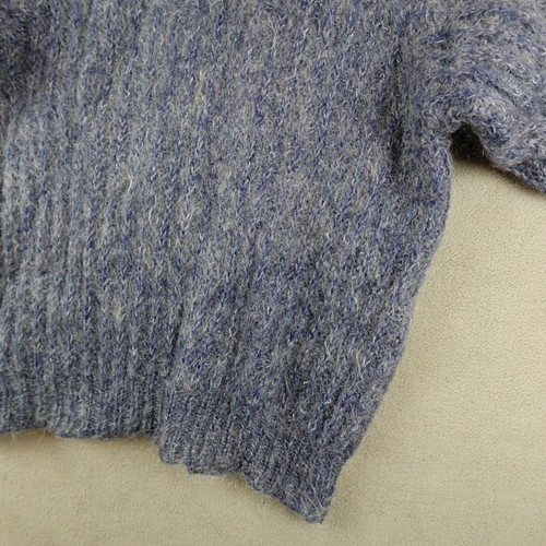 Hezur Sweater Womens M Blue Pullover Short Sleeve Wide Collared Knit VTG Mohair - Picture 16 of 19