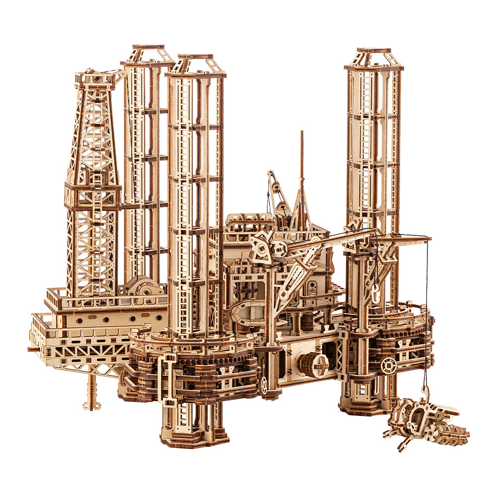Wood Trick Offshore Rig Platform Wooden 3d Mechanical Model Kit Puzzle DIY