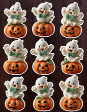 Ghost On Pumpkin Die Cut Vinyl Stickers Set Scrapbooking Laptop Water Bottle