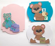 Baby Boy Bear Peas Teddy Dimensional Card Front Scrapbook Embellishment 194
