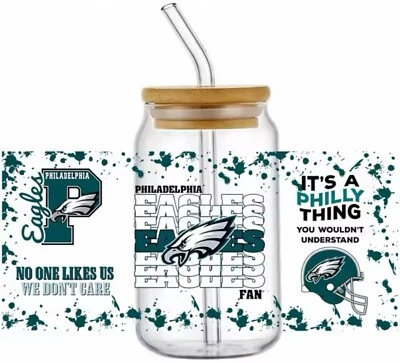 NEW Philadelphia Eagles Football UV DTF Transfer Sticker Wrap DIY Bottles Cups