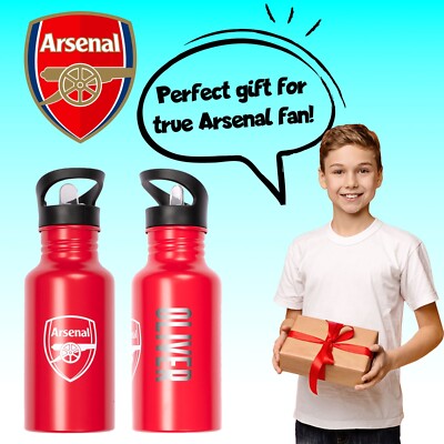 Bouteille Isotherme Officielle Arsenal FC – 500ml, Double Paroi Acier Inox, Toucher Doux, Blason Gravé, 24h Froid / 12h Chaud
