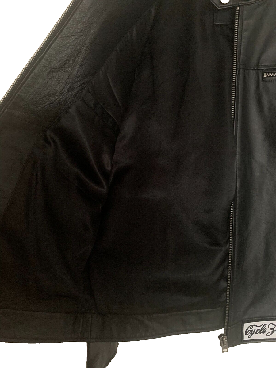 Authentic Leather HURLEY Motorcycle Jacket Café Racer CYCLE Authentic Leather HURLEY Motorcycle Jacket Café Racer CYCLE