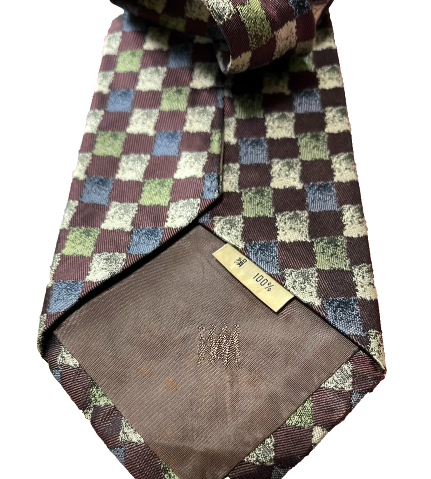 Issey Miyake 100 % Seide Krawatte Block Karomuster Designer Japan Ausgezeichnet - Bild 3 von 4