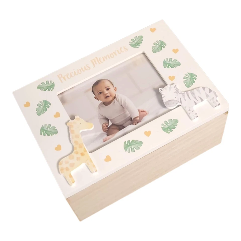 Personalisierte Baby Erinnerungsbox Geschenk Geburt Taufe Box Holz Foto 10x15cm - Bild 2 von 4