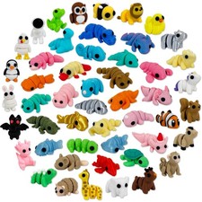 50pcs 3D Printed Articulated  Static Mini Animal Figures   Flexible  Decorativ