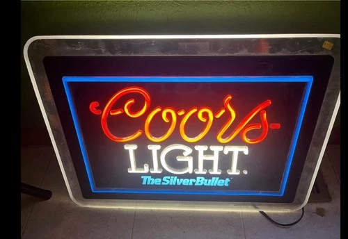 1993 Large Vintage Original Coors Light Beer Neo Neon Light Lighted Beer Sign