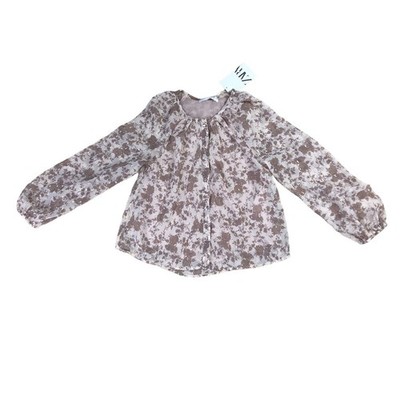 Zara Blouse Button Down Floral Sheer Round Neck Size 10 Year - NEW