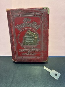 Vintage ‘The Prudential Insurance C., of America ’ Leather Book COIN BANK.