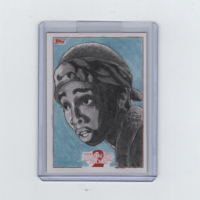 STRANGER THINGS S2 LUCAS SKETCH CARD BY ACCLAIMED ARTIST SHAOW SIONG   1/1!