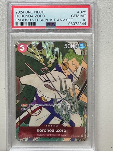One Piece English 1st Anniversary - Roronoa Zoro PSA 10 #025