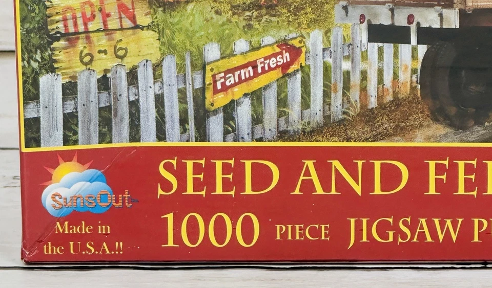 Rompecabezas SunsOut 1000 piezas de gran tamaño 27"x35" tienda de semillas y alimentos Tom arte en madera NUEVO Foto 4 de 4