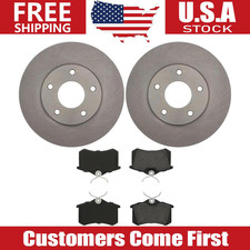 Rear Brake Rotors + Ceramic Brake Pads for 2016-2016 Peugeot 2008