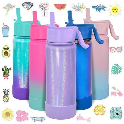 Personalized Water Bottle For , 17oz Metal Thermos, Purple Sparkle