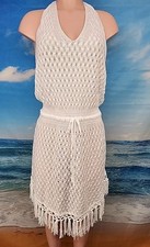 Nwt Cupshe Women's White Swim Cover Up Halter Dress Size Medium