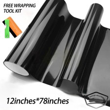 12x78 Gloss Dark Black Smoke Headlight Taillight Fog Light Tint Film Vinyl
