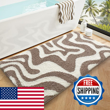 Lumi Non Slip Bathroom Rug Modern Aesthetic Ultra Soft Absorbent Washable Bath