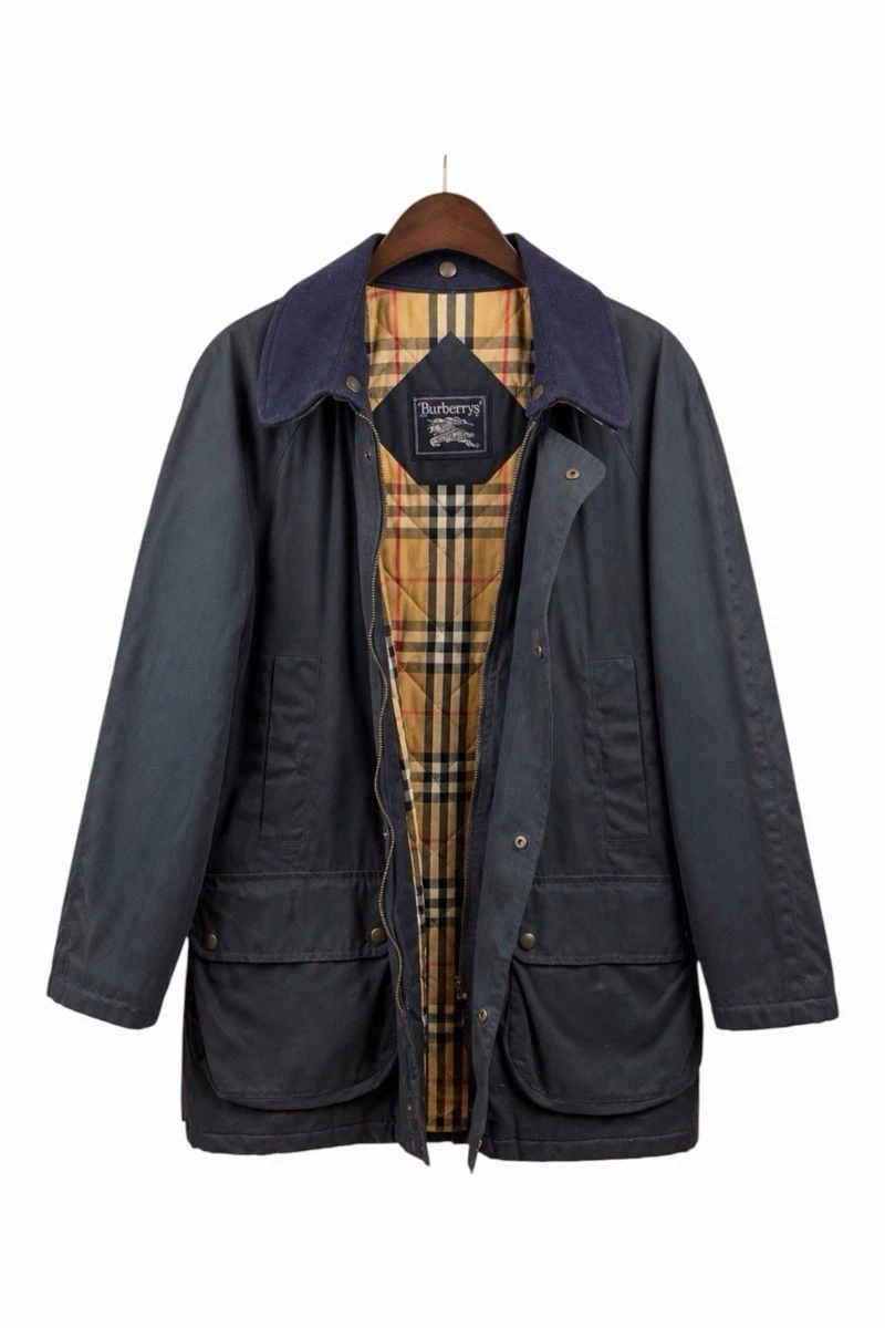 Burberrys Vintage Waxed Coat Navy Blue – Nova Check Lining L