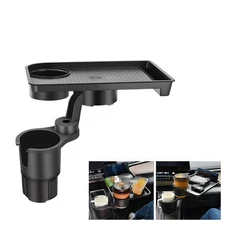 Car Black Cup Holder Organizer Detachable 360° Rotating Car Food Holder Black