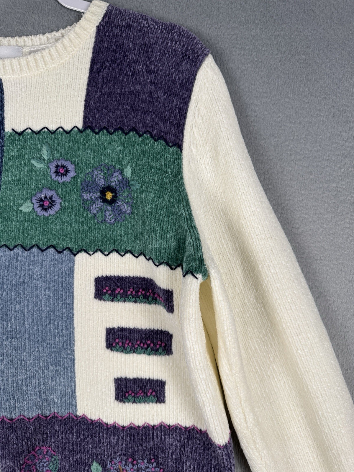 Alfred Dunner Cream Patchwork Medium Embroidered … - image 3