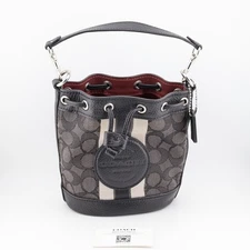 READ Coach Dempsey mini bucket bag C8322 Drawstring Leather Canvas monogram