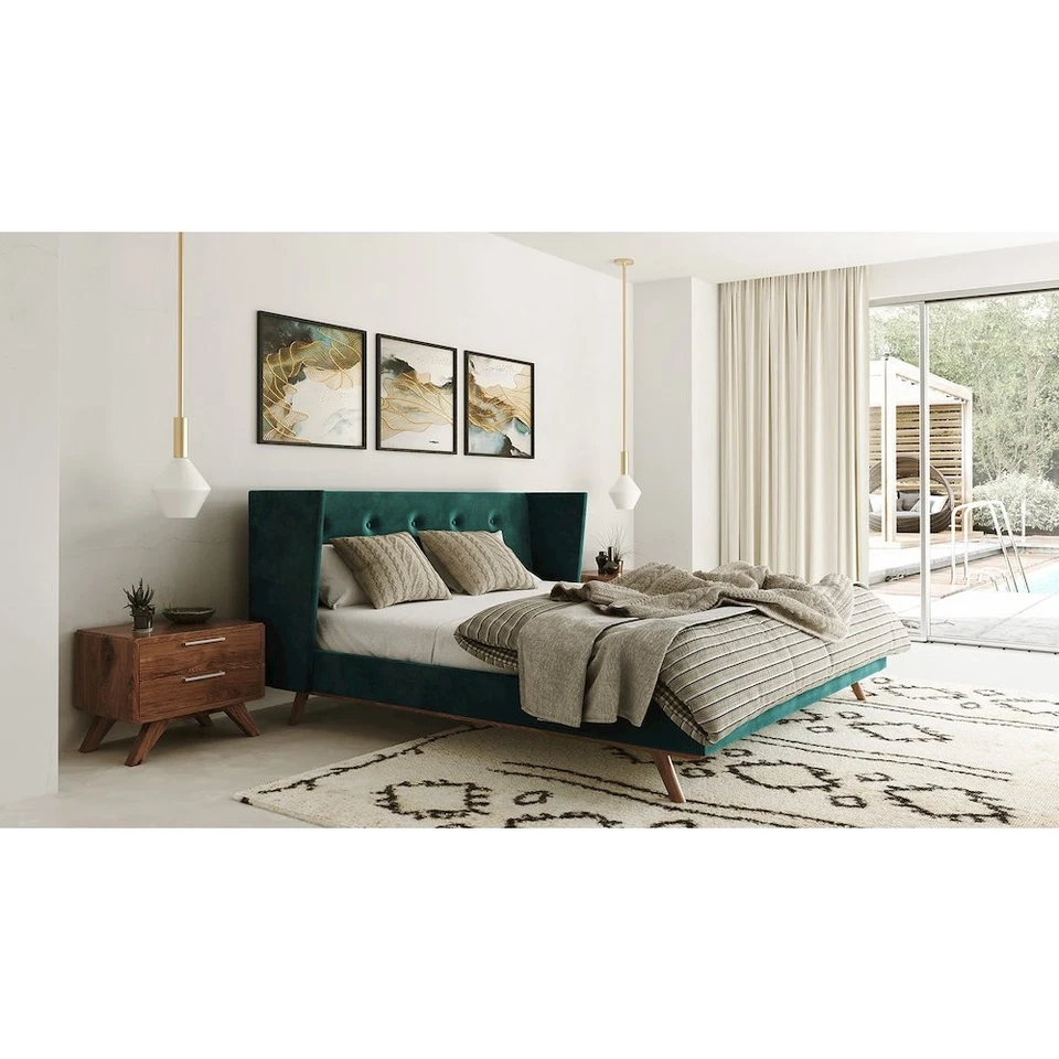 Nova Domus Durango - Cama Queen Moderna Verde y Nogal Foto 3 de 4