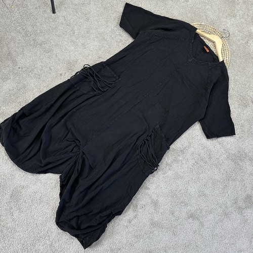 Oh My Gauze! Women’s 100% Cotton Mini Dress Lagenlook Boho in Black 3/US XXL - 第 2/13 張圖片