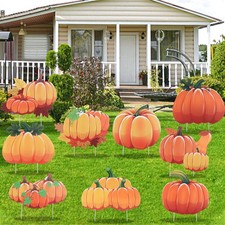Fall Yard Sign Pumpkin Yard Stakes Thanksgiving Outdoor Decoration Harvest Garde
