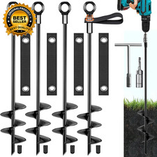 Ground Anchors Trampoline Stakes Anchors High Wind Heavy Duty 16 Inch 4 Pack