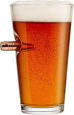Pint Glass with Real 0.50BMG Bullet - 16Oz | Made in the USA