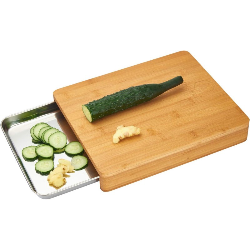 Planche à découper bois et bac inox pour simplifier vos repas sains