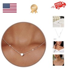Cute Heart Necklace for Women Gold/Silver Plated Heart Pendant Choker Necklac...