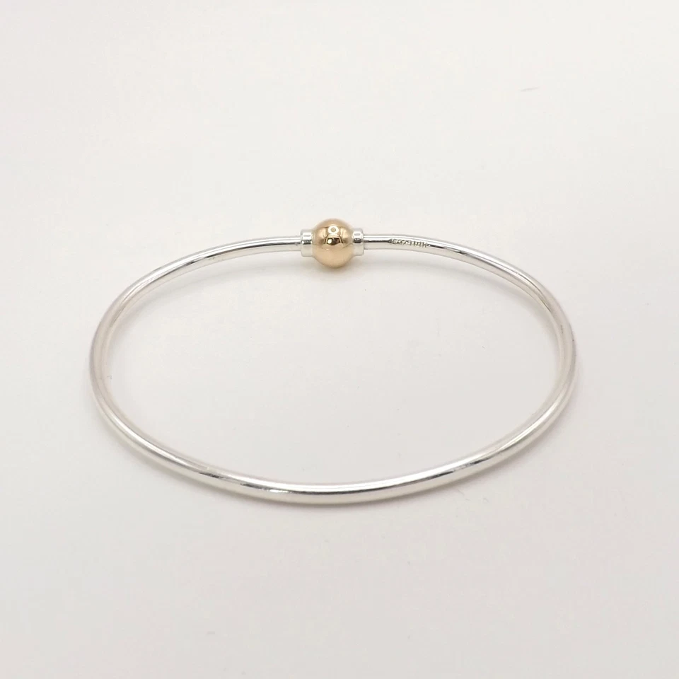 Cape Cod Sterling Silver 14k Gold Ball Bangle Bracelet 7in New - Image 4 of 4