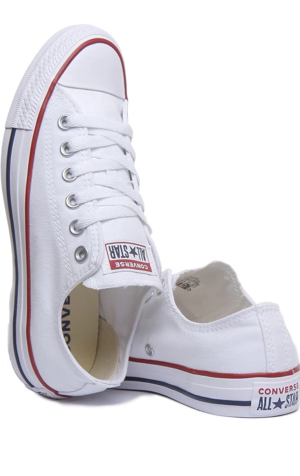 *Originale* Converse All Star Chuck scarpe da ginnastica donna uomo in tela bianco ottico. UK 7