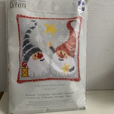 Vervaco Printed Cross Stitch Kit Christmas Gnomes Star Cute Cushion 40cm x 40cm