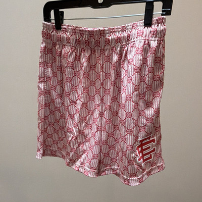 Eric Emanuel EE Logo Mesh Basketball Shorts Red/White Drawstring Men's M